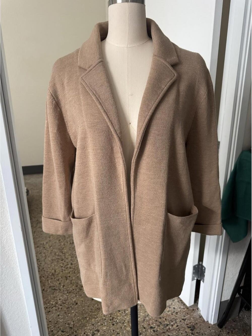 J Crew 365 Sophie Open Front Sweater Blazer Cardigan Women L Large Merino Wool
